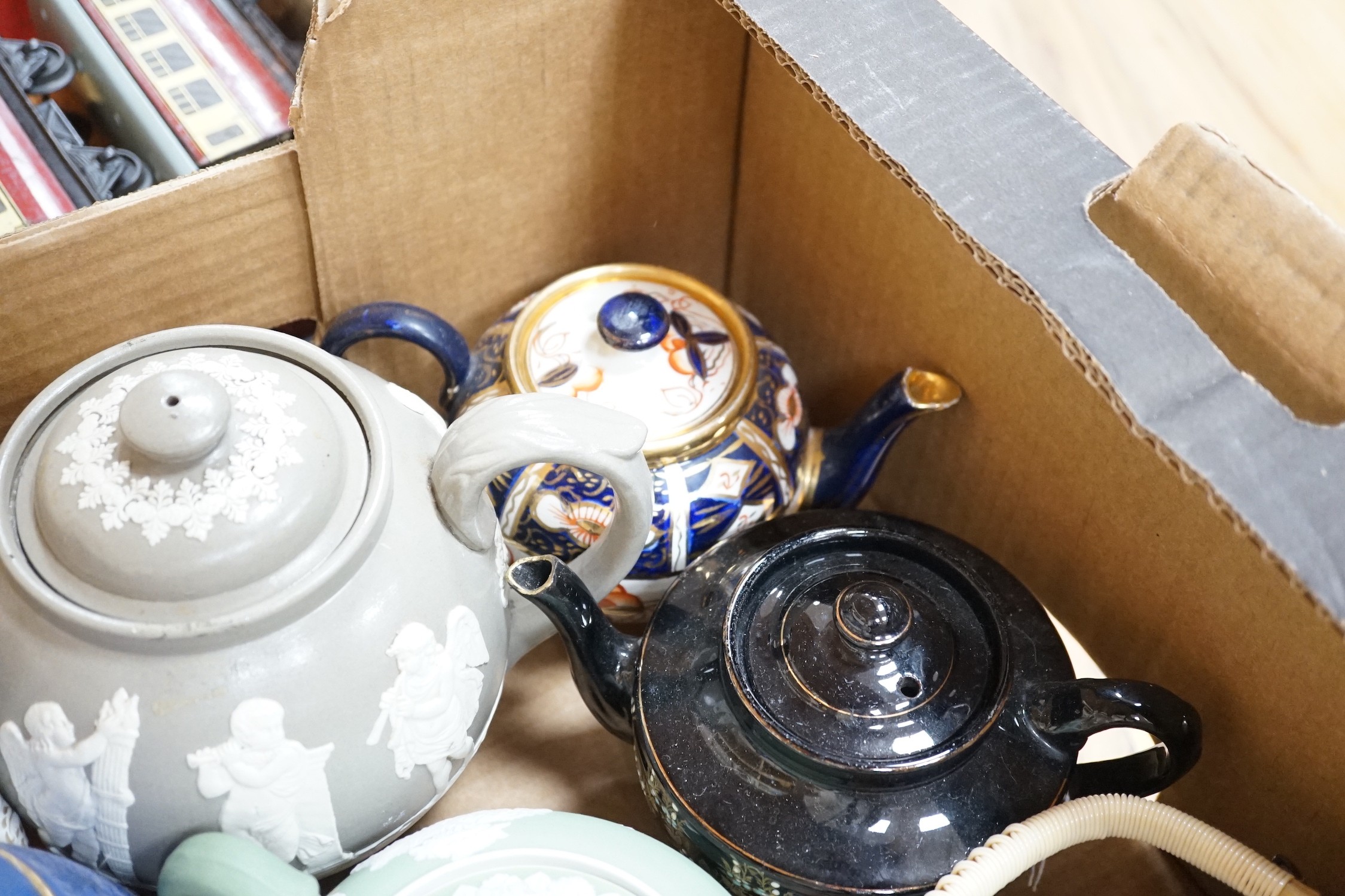 A selection of various ceramic teapots, to include Wedgwood